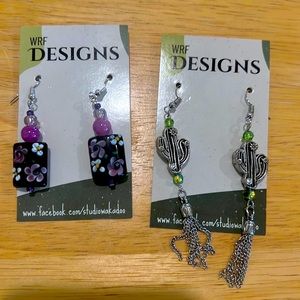 Earring bundle:  Cactus and floral dangles
